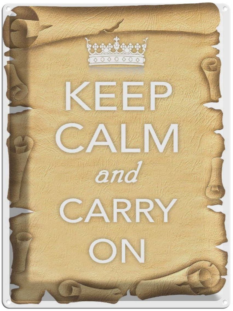 Blechschild 40x30 cm Keep Calm and carry on