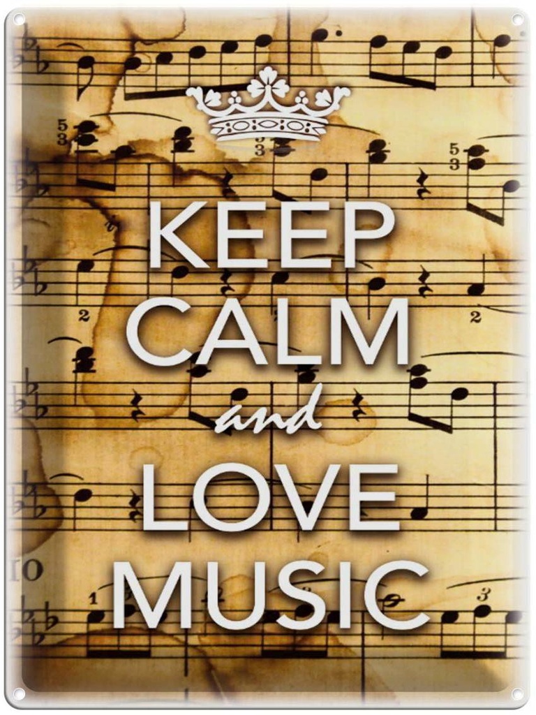 Blechschild 40x30 cm Keep Calm and love music