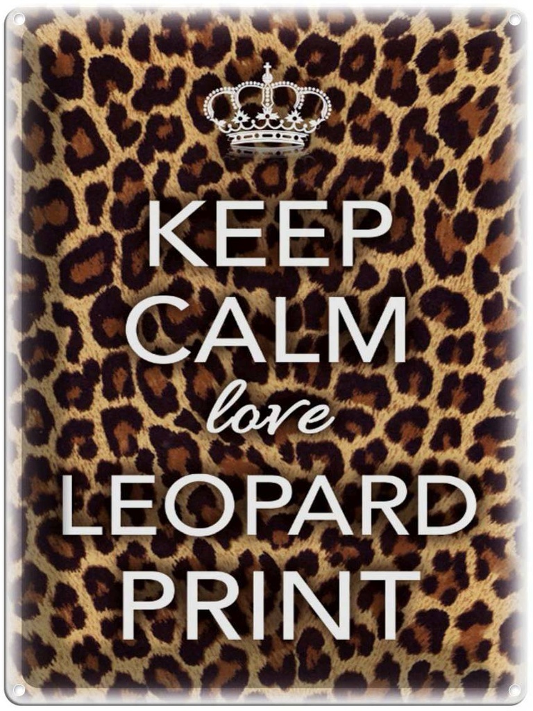 Blechschild 40x30 cm Keep Calm love leopard print