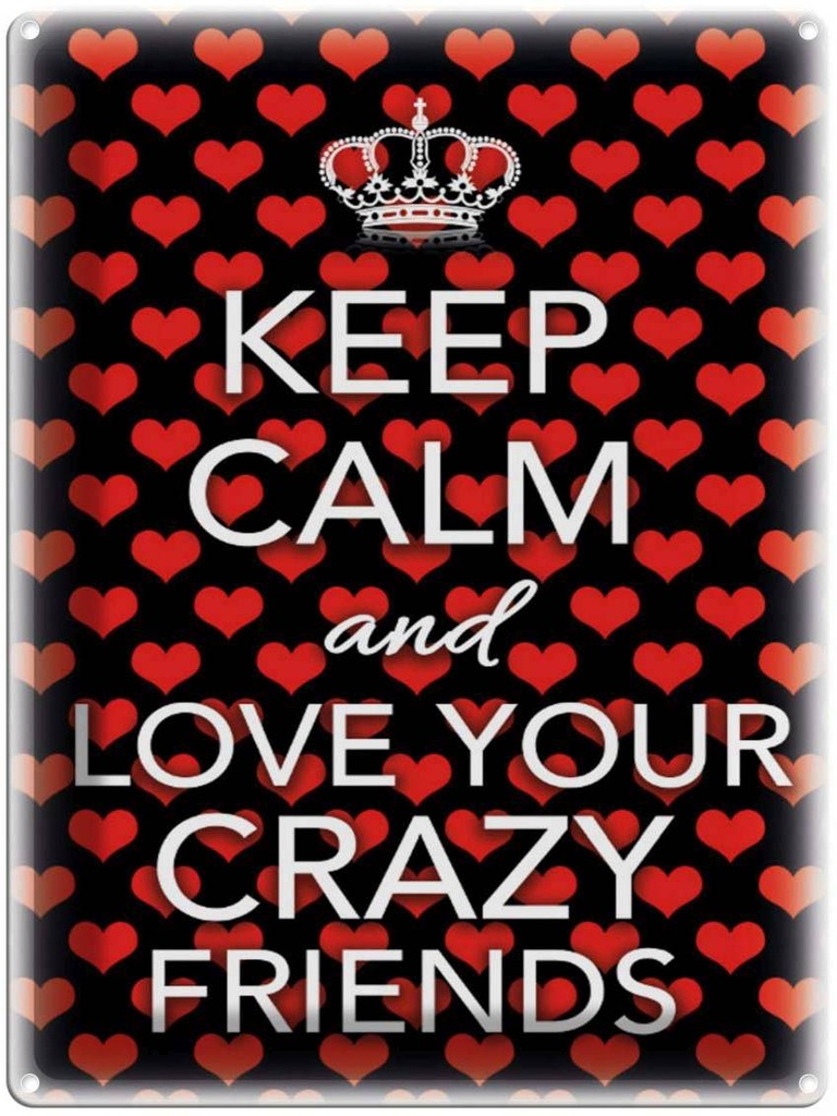 Blechschild 40x30 cm Keep Calm and love crazy friends