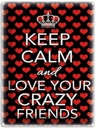 Blechschild 40x30 cm Keep Calm and love crazy friends
