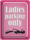 Blechschild 40x30 cm Parken Ladies parking only rosa