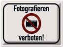 Blechschild 30x40 cm Fotografieren verboten Warnschild Hinweisschild Sicherheit Vorsicht