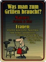 Blechschild 40x30 cm Grillen Männer Fleisch Bier Spruch Zitat
