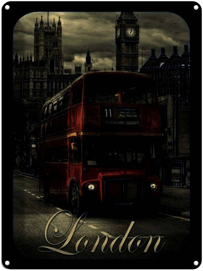 Blechschild 40x30 cm London Sightseeing Bus red