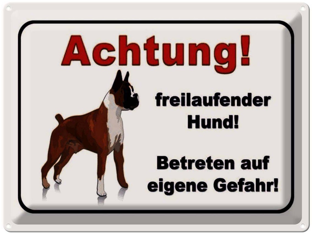 [LA-1791316] Blechschild 30x40 cm Achtung freilaufender Hund Warnschild Hinweisschild Sicherheit Vorsicht