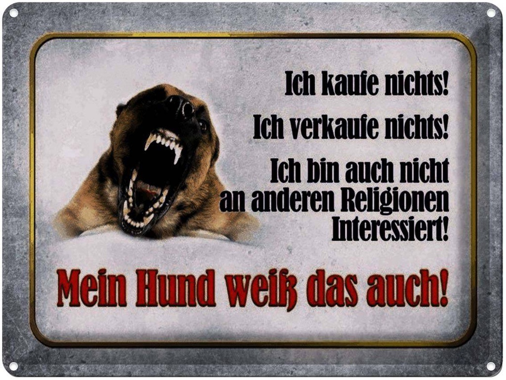 [LA-1791323] Blechschild 30x40 cm kaufe nichts mein Hund weiß