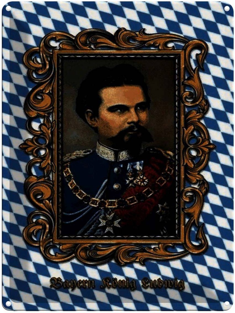 Blechschild 40x30 cm Bayern König Ludwig Porträt