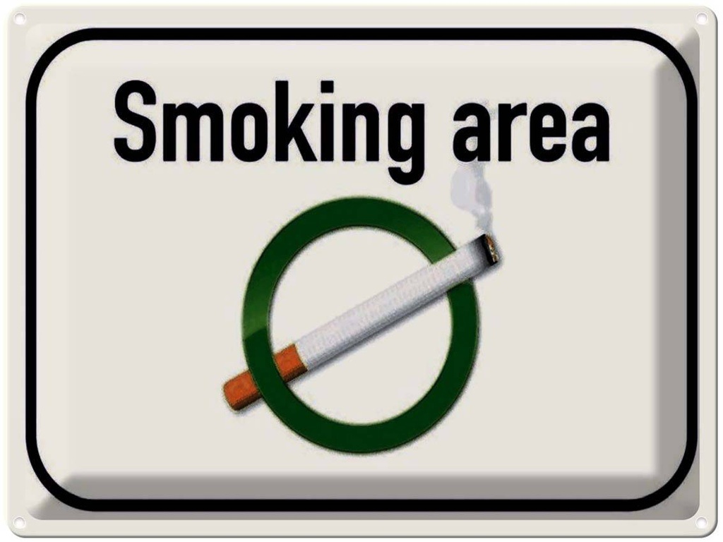 Blechschild 30x40 cm Smoking area Raucherraum