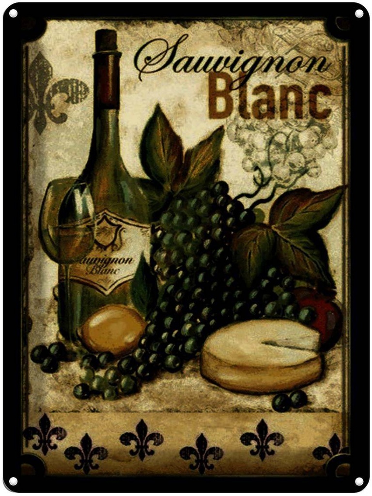 [LA-1791339] Blechschild 40x30 cm Stillleben Sauvignon Blanc Wein