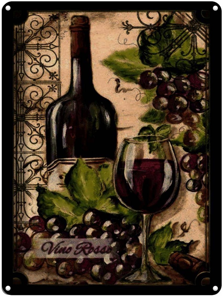 [LA-1791341] Blechschild 40x30 cm Stillleben Vino Rosso Rotwein