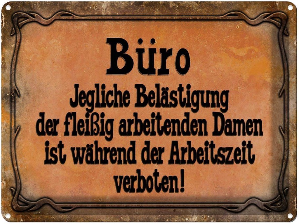 [LA-1791353] Blechschild 30x40 cm Büro Belästigung der Damen Spruch Zitat