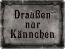 Blechschild 30x40 cm Kaffee draußen nur Kännchen Spruch Zitat