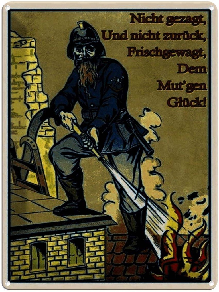 [LA-1791401] Blechschild 40x30 cm Retro Feuerwehrmann nicht gezagt und Spruch Zitat