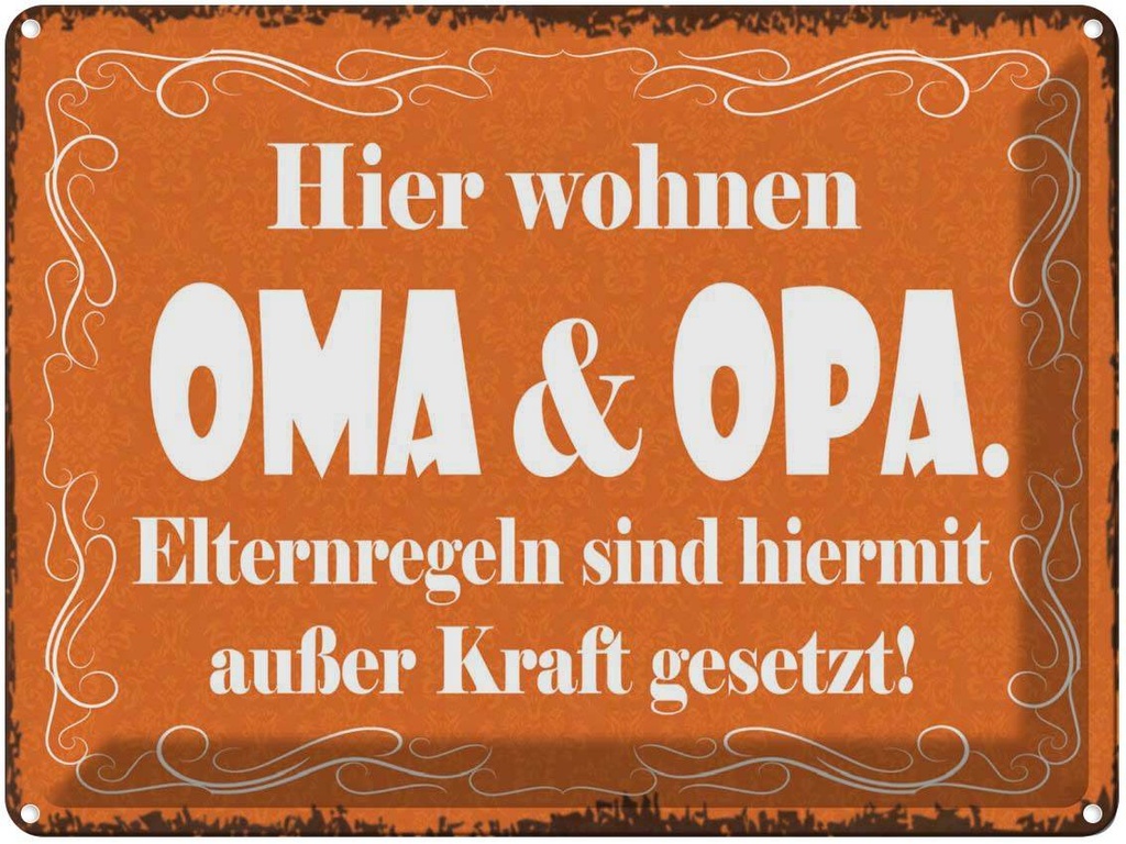 [LA-1791410] Blechschild 30x40 cm hier wohnen Oma & Spruch Zitat