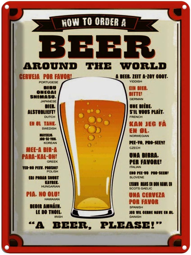 Blechschild 40x30 cm Bier Beer around the world beer please