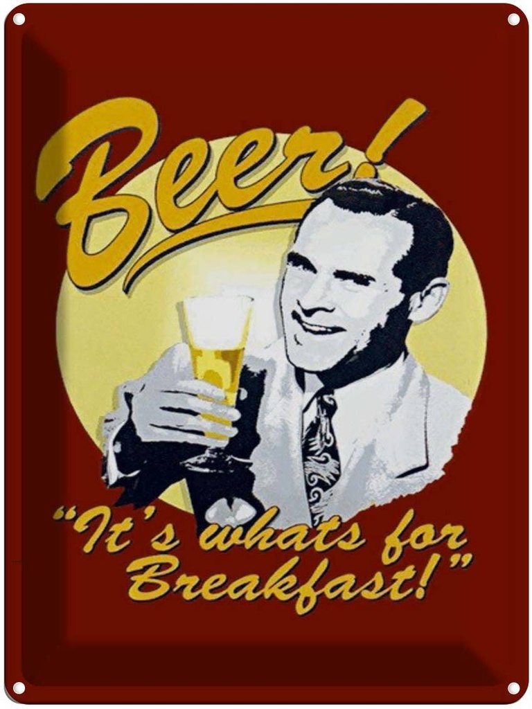 Blechschild 40x30 cm Bier Beer it´s whats for Breakfast