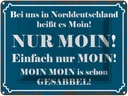 Blechschild 30x40 cm Norddeutschland heißt NUR MOIN Spruch Zitat
