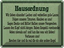 Blechschild 30x40 cm Hausordnung wir lieben einander Liebe