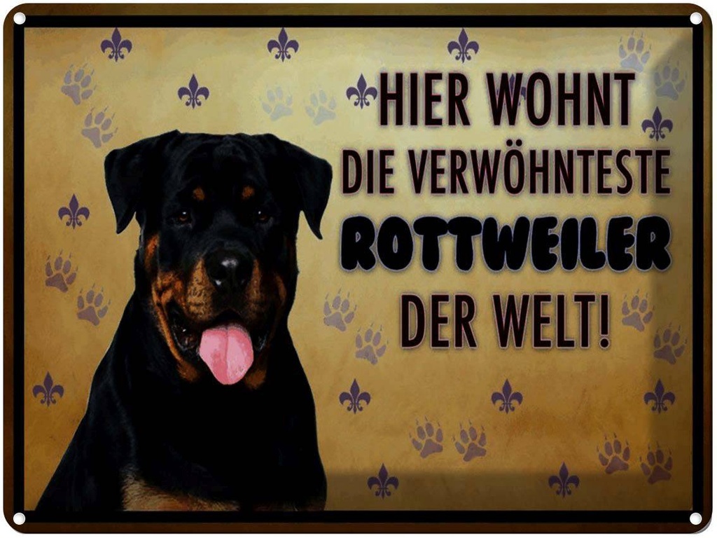 [LA-1791430] Blechschild 30x40 cm Hund hier wohnt die Rottweiler