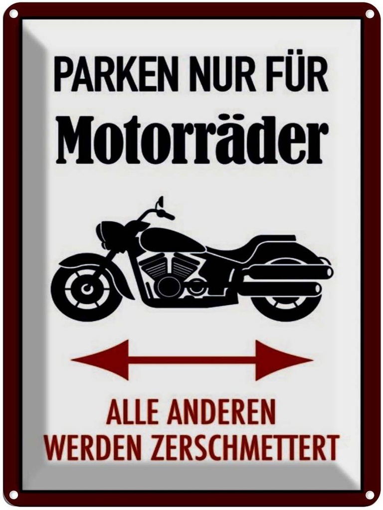[LA-1791431] Blechschild 40x30 cm Parken nur für Motorräder alle anderen Parkplatzschild
