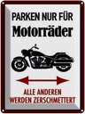 Blechschild 40x30 cm Parken nur für Motorräder alle anderen Parkplatzschild