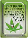 Blechschild 40x30 cm Bier macht dick Schnaps krank Spruch Zitat