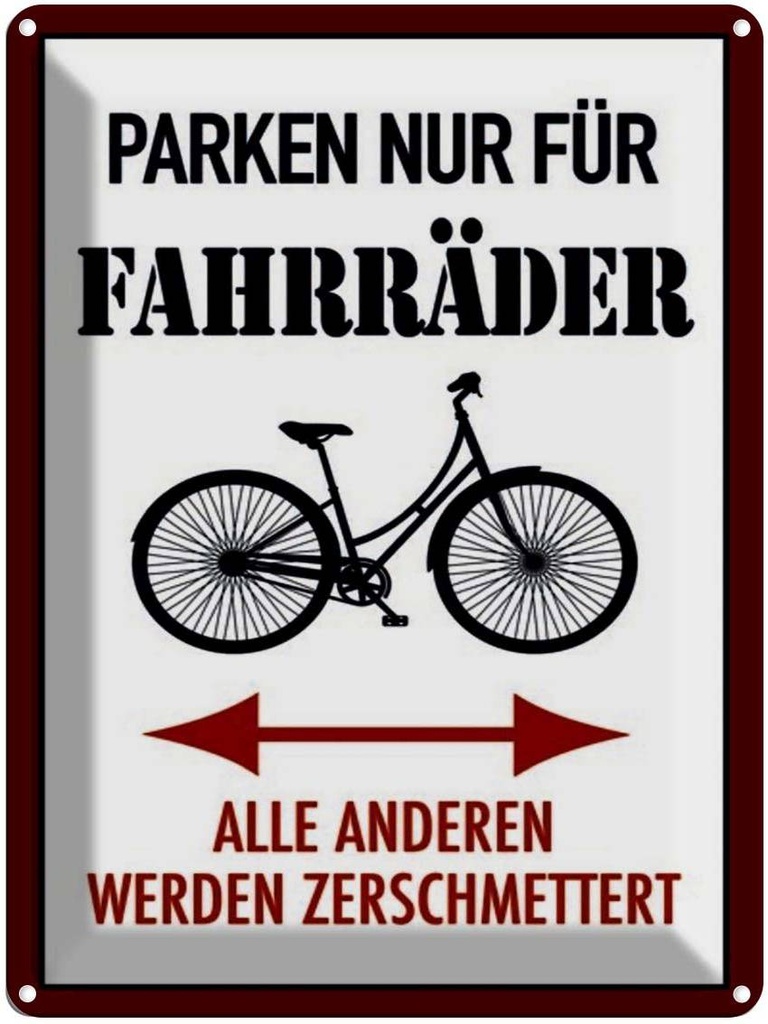 [LA-1791465] Blechschild 40x30 cm Parken nur für Fahrräder alle anderen Parkplatzschild