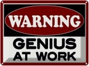 Blechschild 30x40 cm Warning Genius at work