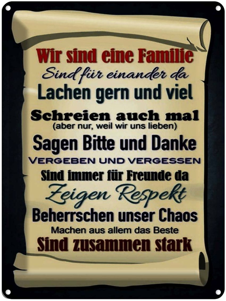 [LA-1791473] Blechschild 40x30 cm wir sind eine Familie zusammen Spruch Zitat