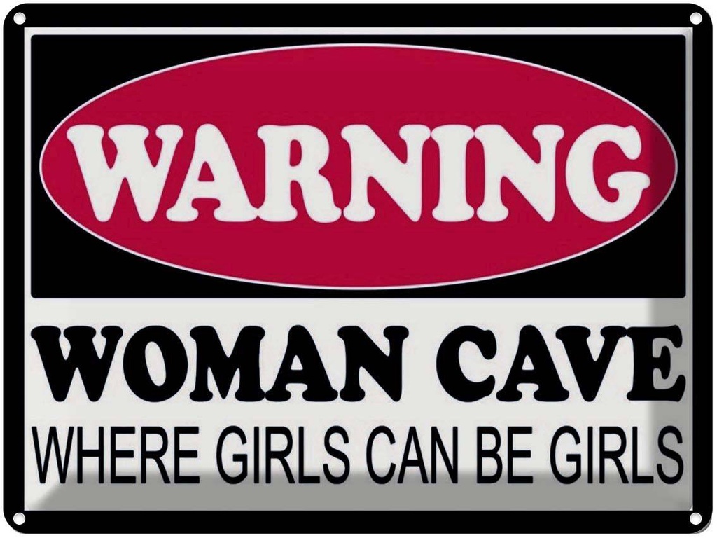 Blechschild 30x40 cm Warning Woman Cave where girls