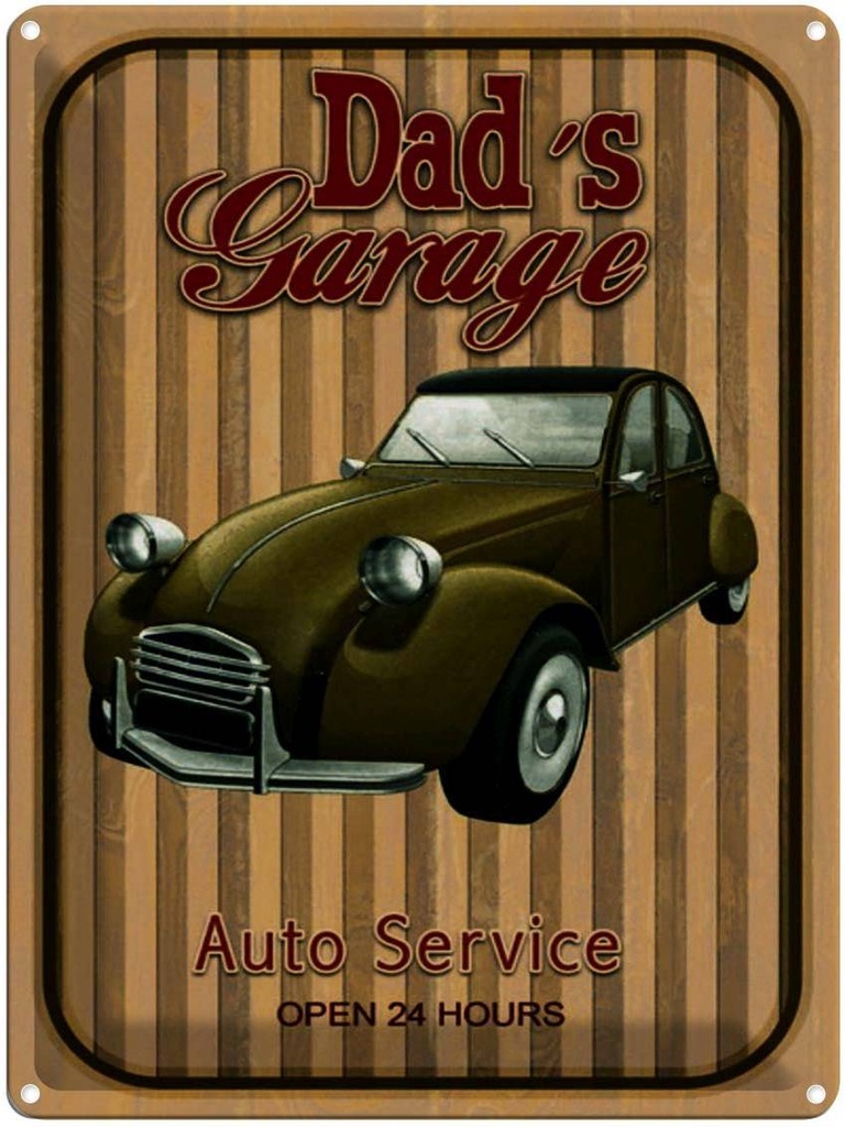 Blechschild 40x30 cm Retro Dad´s Garage Auto Service open 24