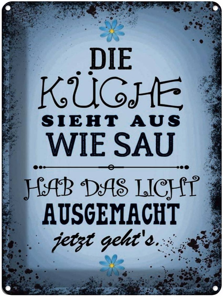 [LA-1791515] Blechschild 40x30 cm Küche sieht aus wie Sau hab das Spruch Zitat