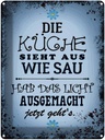 Blechschild 40x30 cm Küche sieht aus wie Sau hab das Spruch Zitat