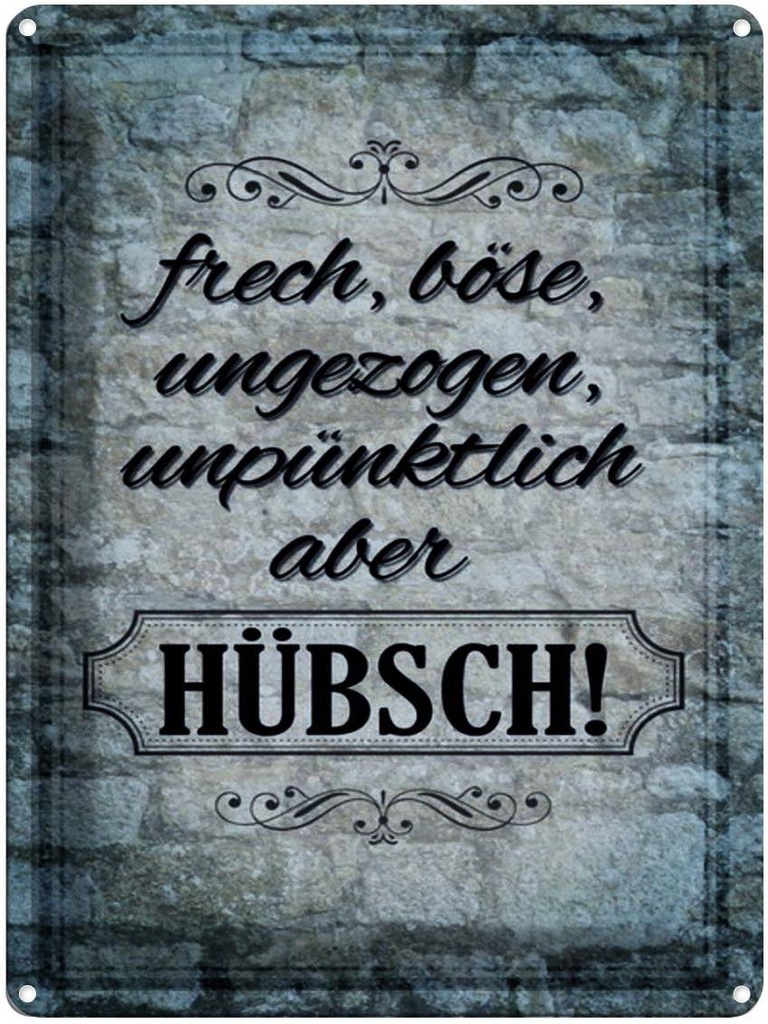 [LA-1791520] Blechschild 40x30 cm frech böse ungezogen aber hübsch Spruch Zitat