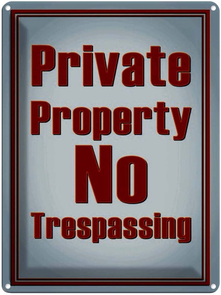 Blechschild 40x30 cm private Property No Trespassing