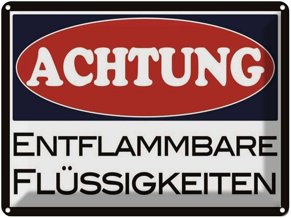 [LA-1791531] Blechschild 30x40 cm Achtung entflammbar Flüssigkeit Warnschild Hinweisschild Sicherheit Vorsicht