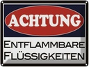 Blechschild 30x40 cm Achtung entflammbar Flüssigkeit Warnschild Hinweisschild Sicherheit Vorsicht