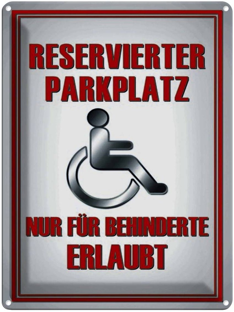 [LA-1791532] Blechschild 40x30 cm Parken Parkplatz nur für Behinderte Parkplatzschild