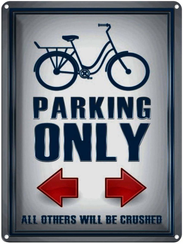 Blechschild 40x30 cm Parken Bike parking only left right