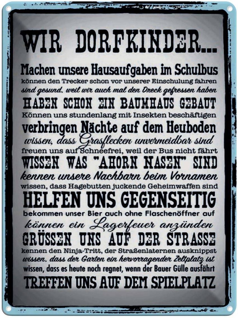 [LA-1791546] Blechschild 40x30 cm wir Dorfkinder Hausaufgaben Bus Spruch Zitat