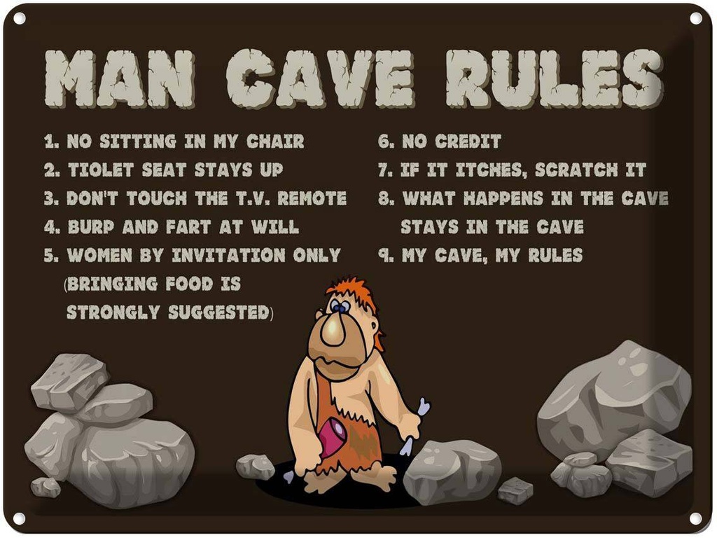 Blechschild 30x40 cm man cave rules Männer Regeln