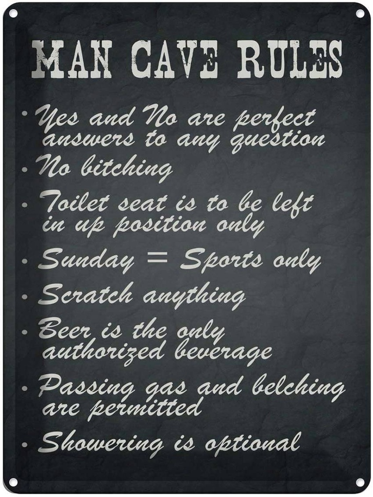 Blechschild 40x30 cm man cave rules Männer Regeln