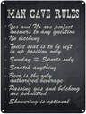 Blechschild 40x30 cm man cave rules Männer Regeln