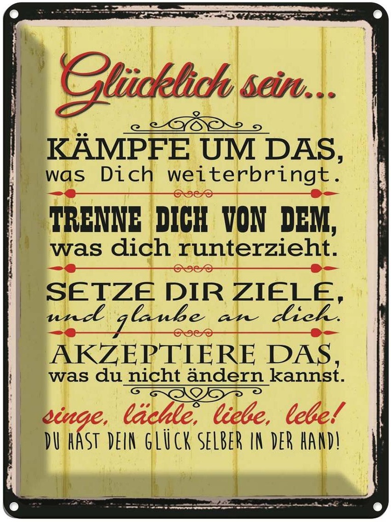 [LA-1791555] Blechschild 40x30 cm Glücklich singe lächle liebe