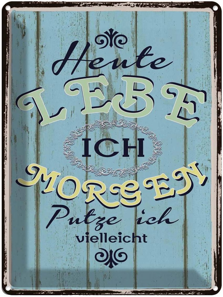 [LA-1791556] Blechschild 40x30 cm heute lebe ich morgen putze Spruch Zitat