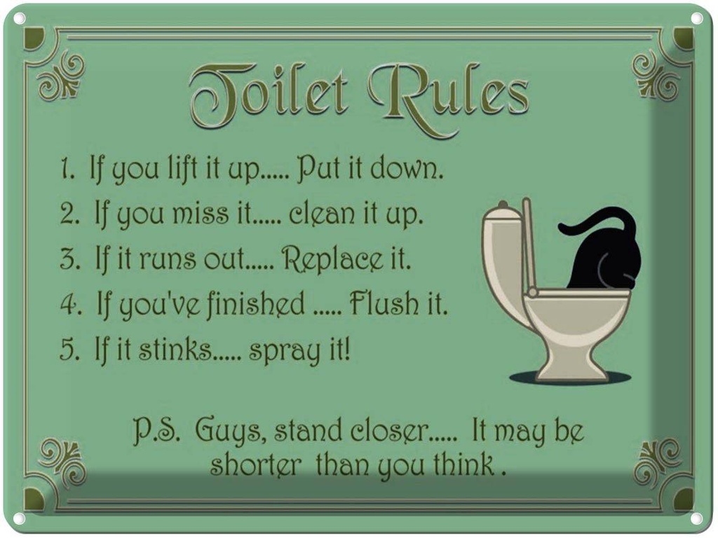 Blechschild 30x40 cm Toilet Rules if you lift it up
