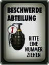 Blechschild 40x30 cm Beschwerde Abteilung bitte Nr Spruch Zitat