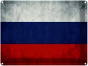 Blechschild 30x40 cm Flagge Russland Fahne Russia Flag Wappen