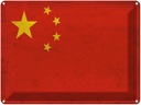 Blechschild 30x40 cm Flagge China Fahne Wappen